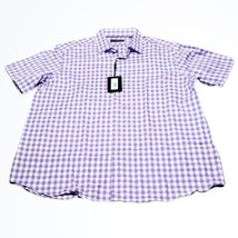 Hart Schaffer Marx Purple White Checkered Short Sleeve Button Up Size XL... - £33.02 GBP