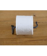 Hand Forged Toilet Paper Holder Wrought Iron Black Bathroom Wall Mount S... - $30.10 CAD