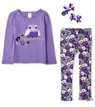 NWT Gymboree Girl Whooo&#39;s Cute Purple Tee Leggings Curlies Size 3T 4T NEW - £25.99 GBP