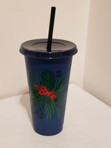 Starbucks Holiday Cup Tumbler With Lid And Straw 24 Ounces Mistletoe Green 2020 - £11.94 GBP
