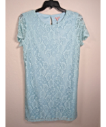 JUICY COUTURE Aqua Blue Lace Womens sz Large Short Sleeve Lined Shift Dr... - $15.99