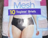 Hanes ~ 10-Pair Women&#39;s Brief Underwear Panties Polyester Blend Mesh ~ L/7 - $27.30