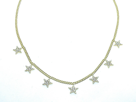 ADIRFINE 925 Solid Sterling Silver Star Charm Choker Necklace - £45.83 GBP