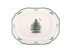 Spode Christmas Tree (Green Trim) 19&quot; Oval Sculpted Platter C210565 - £73.88 GBP
