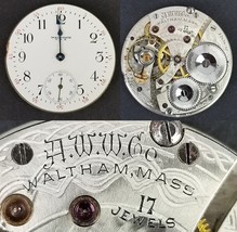 Waltham pocket watch AWW Co movement face hands 17j 16s model 1908 1919 old - $32.99
