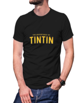 The Adventures of Tintin 100% Cotton Black  T-Shirt Tees For Men - £15.68 GBP