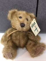 First &amp; Main Minky Schminky 8&quot; Leather Bow Corduroy Paws W TAGS Teddy Bear VGC - $12.82