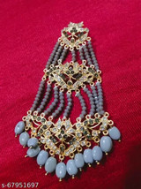 Indian Joharibazar Gold Plated Kundan Passa Pasa Jhumar Hedrabadi Jewelry Setc - £18.96 GBP