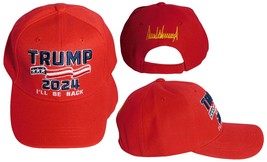 Trump 2024 I&#39;ll Be Back Red Signature On Back Red Polyester Adjustable Embroider - $9.88