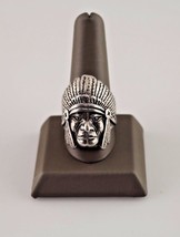 Silver Platted Native American Chief In Headdress Fashion Ring - £99.34 GBP