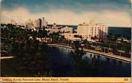 View of Hotels Across Pancoast Lake Miami Beach FL  Posted 1953 2c Stamp a3 - £14.34 GBP