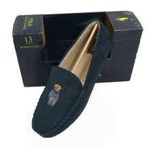 NEW Polo Ralph Lauren Dezi V Bear Moccasin Slippers! 12 13 Navy  Faux Sh... - £58.66 GBP