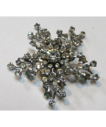 Vintage Silver Tone Clear Rhinestone Leaf &amp; Floral Starburst Brooch Pin ... - $14.84