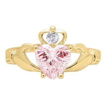 2CT Coeur Simulé Saphir et Diamant Claddagh Fiançailles Bague Argent Jaune - £201.71 GBP