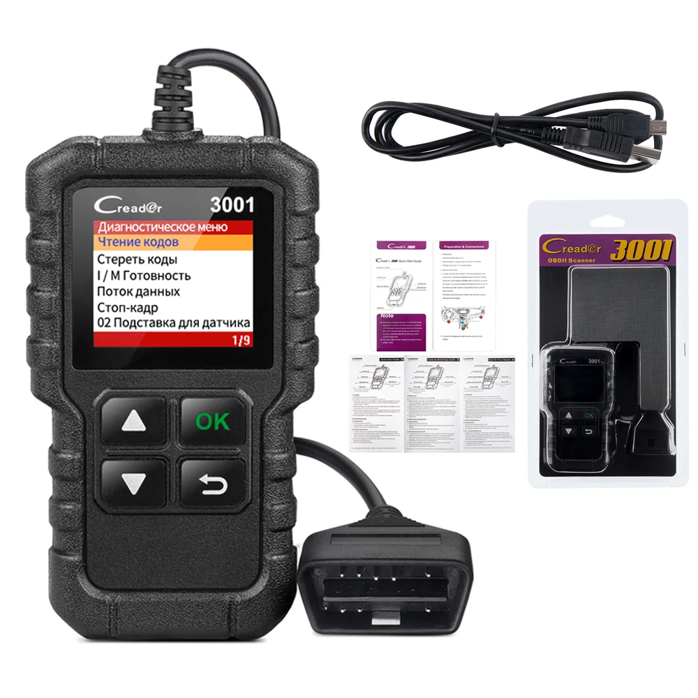 Launch X431 Creader CR3001 OBD2 Scanner Engine Fault Automotive Obdii Obd Code R - £67.33 GBP