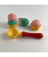 Pretend Play Food Ice Cream Treats Waffle Cone Scoops Bowl Hook Loop Vin... - $27.01 CAD