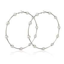 10cm Imitation Pearl Big Hoop Earrings For Women Large Statement Earrings Hoops  - £10.39 GBP