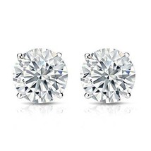 2CT Charles &amp; Colvard 14K White Gold Moissanite Stud Earrings - £251.19 GBP