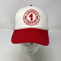 Madden Fire Department White Red Mesh Trucker Snapback Hat Ladder Hydrant - $49.49