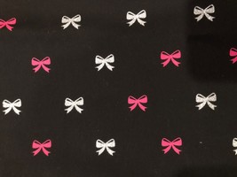 Brother Sister Fabric Cotton Quilt Black Pink Silver Glitter Bows Minnie Mouse - £13.34 GBP