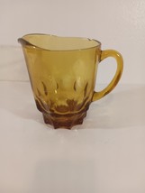 Hazel atlas glass pitcher continental amber thumbprint reflection  VTG rim chip - £5.12 GBP