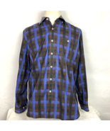 Tommy Bahama Shirt Men&#39;s L Cotton Blend Blue Checked Long Sleeve Button Up - £17.12 GBP