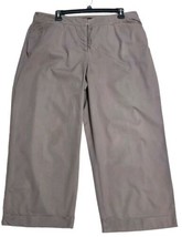 Eileen Fisher Women XL  Brown  Cotton Khaki Wide Palazzo Cropped Pants (Flaw) - £29.63 GBP