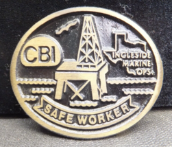 Vintage CBI Safe Worker Ingleside Marine Ops 3” Belt Dyna Buckle (R) - $25.90 CAD