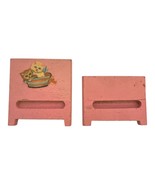 Wooden Doll House Pink Wood Bed Kitty Cat 1 Headboard &amp; 1 Footboard Vintage - $274.99 MXN