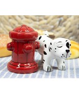 Ebros Peeing Dalmatian &amp; Fire Hydrant Ceramic Salt Pepper Shaker Magneti... - $23.23 CAD