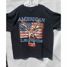 American Legends T-Shirts Black 2XL American flag &amp; Buck - $24.38 CAD