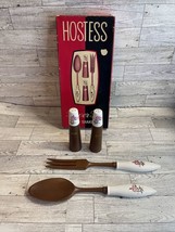 Teak/Ceramic Fork Spoon Salt Pepper Grand Canyon Souvenir Set VTG - £7.62 GBP