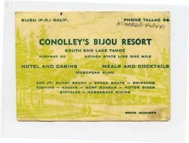 Conolley&#39;s Bijou Resort Ad Card Highway 80 South Lake Tahoe Bijou Califo... - £20.83 GBP