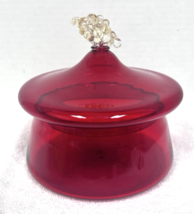 Italian Murano Glass Ruby Red Candy Clear Grape Gold Flecks Handle Mouth... - $84.15