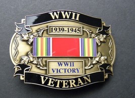 World War 2 Wwii Veteran Belt Buckle 3.25 Inches Black Iron Series - £12.54 GBP