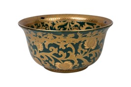 Green and Gold Tapestry Porcelain Bowl 10&quot; Diameter - $98.01