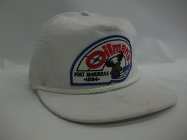 Oilmens Open 1994 Curling Moose Fort McMurray Hat VTG White Snapback Trucker Cap - £23.48 GBP