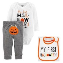My First Halloween Girls Carters 2 Pc Bodysuit Shirt, Pants &amp; Bib Set-sz... - £15.48 GBP