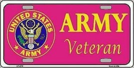 Army Veteran Pink Novelty 6&quot; x 12&quot; Metal License Plate Sign - £3.15 GBP