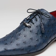 Criss Genuine Ostrich Quill Classic Dress Oxford Shoes Navy image 3