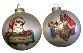 Campbell&#39;s soup Christmas ornaments lot of 2 vtg 1988 &amp; 1989 print on both sides - £7.63 GBP