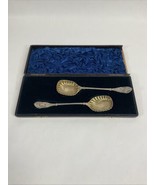 BLUE CASED SET OF SILVER PLATED QUALITY BERRY SPOONS - $467.49 MXN