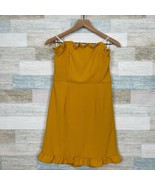 Lulus Leanne Ruffle Strapless Bodycon Dress Golden Yellow Stretch Womens Large - $29.69