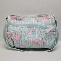 Vintage Carters White Blue Pink Green Teddy Bear Baby Vinyl Diaper Bag - Read - $103.85