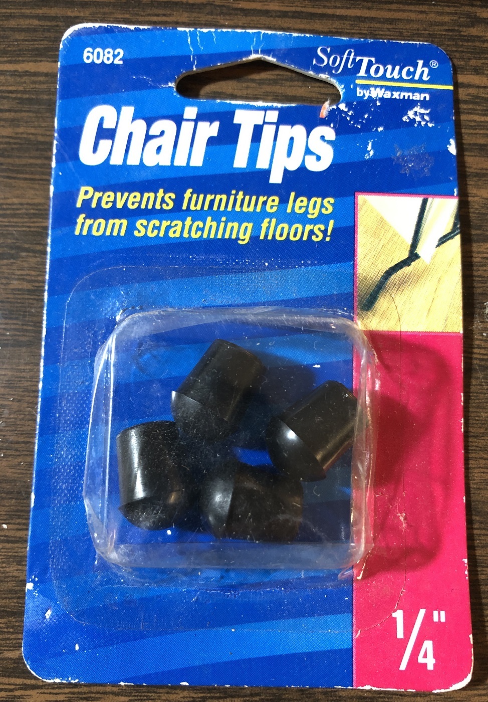 SoftTouch Waxman Table/Chair Leg Tips Vinyl Black 1/4&#39;&#39; - $8.02