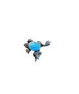 Frog  Brooch 925 Sterling Silver with Turquoise Pin Vintage 1.5 Inch Long - £29.11 GBP