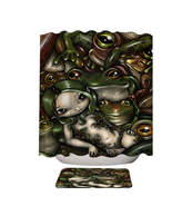 Green Haired Nature Girl Bed of Frogs Shower Curtain - $23.90+