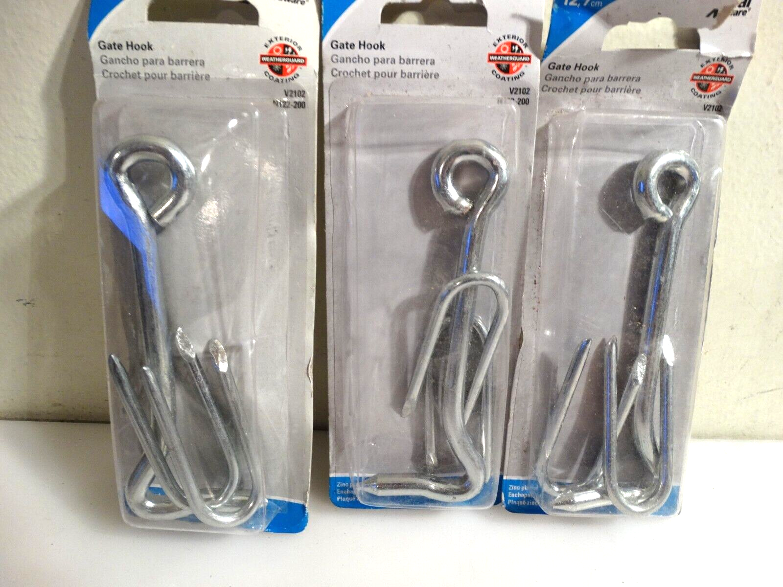 National Hardware  5&quot; Zinc Plated Steel  Gate Hook N122-200 lot of 3 - $8.42
