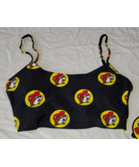 BUC-EE&#39;S Women&#39;s Bikini Top SMALL Buc-ee Black &amp; Red All Over Print New - $14.99