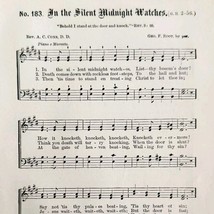 1883 Gospel Hymn Silent Midnight Watches Sheet Music Victorian Religion ... - €17,67 EUR